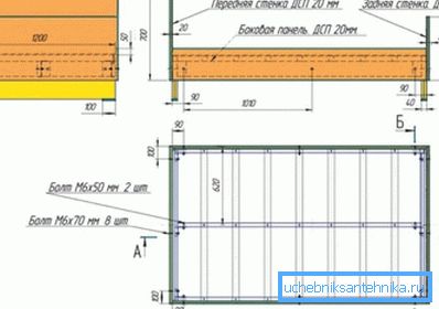 Podrobný technický nákres kovového lôžka s laminátovou drevotrieskou. Podrobný technický nákres kovového lôžka s laminátovou drevotrieskou.