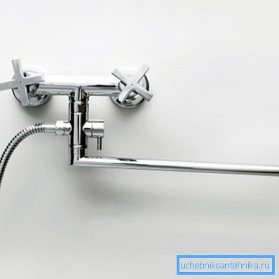 Dvojitý ventilový mixér s dlhou výlevkou 50 cm Dvojitý ventilový mixér s dlhou výlevkou 50 cm