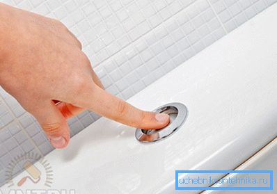 Tlačidlo na vypúšťanie vody z moderného záchodu. Tlačidlo na vypúšťanie vody z moderného záchodu.