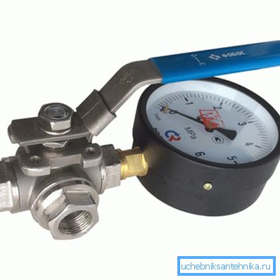 Manometer s trojprúdovým žeriavom. Manometer s trojprúdovým žeriavom.