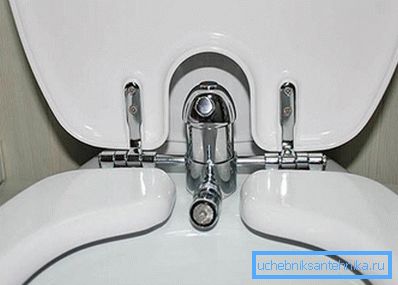 Na fotografii - veko s funkciou bidetu na WC Na fotografii - veko s funkciou bidetu na WC