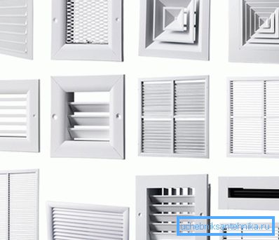 Na fotografii - rôzne typy ventilačných mriežok Na fotografii - rôzne typy ventilačných mriežok