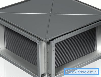 Na fotografii je tepelný výmenník používaný v klimatickom zariadení v ochrannom kryte Na fotografii je tepelný výmenník používaný v klimatickom zariadení v ochrannom kryte