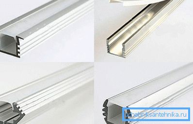 Niektoré varianty profilov pre LED pásy. Niektoré varianty profilov pre LED pásy.