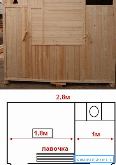 Najjednoduchší výkres vidieckeho WC so sprchovacím kútom a konečnou formou konštrukcie Najjednoduchší výkres vidieckeho WC so sprchovacím kútom a konečnou formou konštrukcie