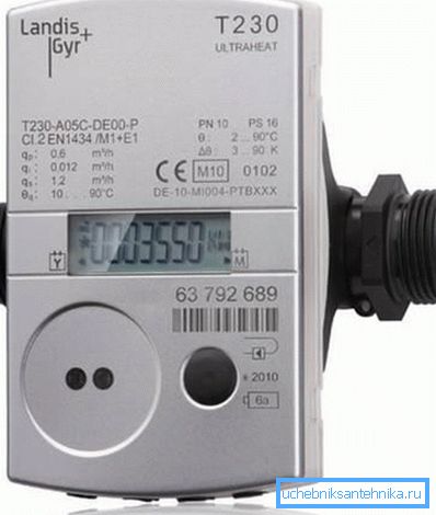 Počítadlo, ktoré je vložené do vykurovacej linky na výpočet energie vynaloženej na vykurovanie Počítadlo, ktoré je vložené do vykurovacej linky na výpočet energie vynaloženej na vykurovanie