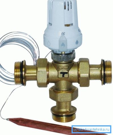 Trojcestný termostatický ventil s ponorným snímačom Trojcestný termostatický ventil s ponorným snímačom